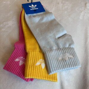 adidas Kids Ankle Socks 3 Pairs Size S Pink, Yellow, Pale Blue, New